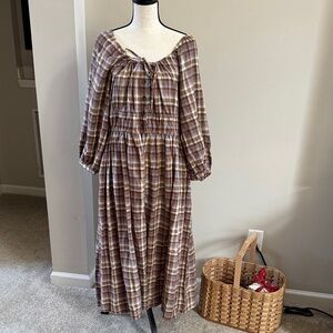Madewell Checkered Long Sleeve Dress